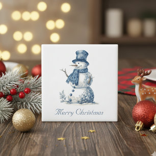 Snowman in Delft Blue, anpassbar Magnet