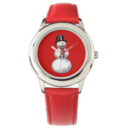 Snowman in einem Kind mit Top Hat Background anpas Armbanduhr