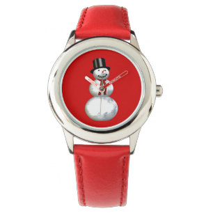 Snowman in einem Kind mit Top Hat Background anpas Armbanduhr