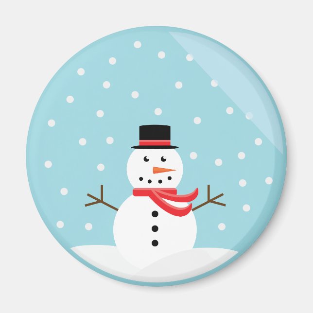 Snowman in einem Schneeglobe Magnet - Maßgeschneid (Vorne)