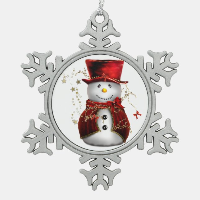 Snowman in einem Top Hat Snowflake Ornament (Vorderseite)