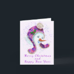 Snowman in Lila Pink-Hat-Weihnachtskarte<br><div class="desc">Weihnachtskarten mit Happy Snowman In Lila rosa Beanie Winter Hat Spaß Weihnachtsgemälde Sammlung - Wählen / Fügen Sie Ihren einzigartigen Text / Name / Farbe - Make Your Special Gift - Neu vergrössern und verschieben / entfernen - Bild / Text mit Anpassungs-Tool. Malerei und Design von MIGNED. Bitte schauen Sie...</div>