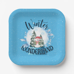Snowman in Snow Globe Pappteller