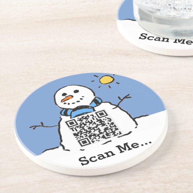 Snowman in Sunshine mit QR-Code Getränkeuntersetzer (Von Creator hochgeladen)