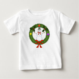 Snowman in Wreath Kleinkind Ruffle Dress Baby T-shirt