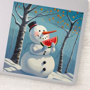 Snowman isst Wassermelone Aufkleber