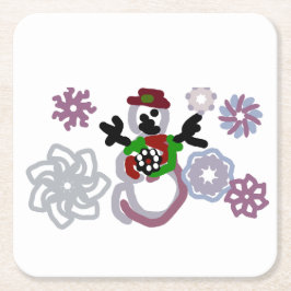 Snowman joy kind rechteckiger pappuntersetzer