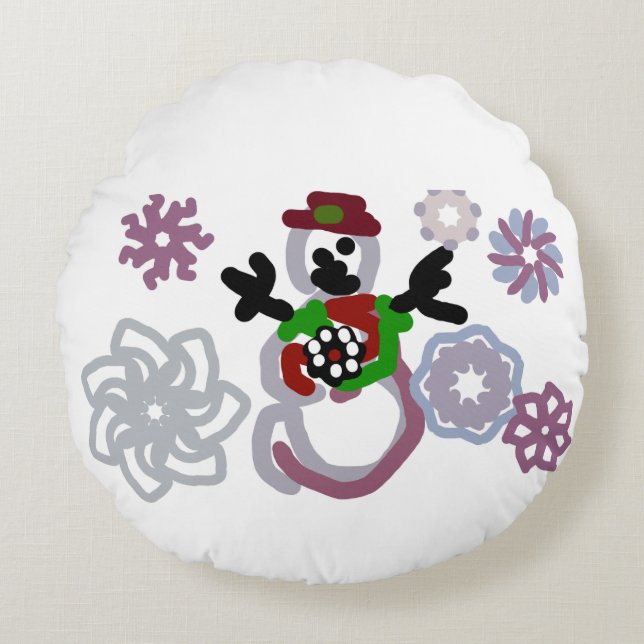 Snowman joy kind rundes kissen (Vorderseite)