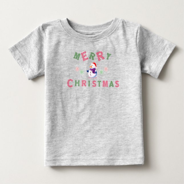Snowman Joyeux Noël Baby T-shirt (Devant)
