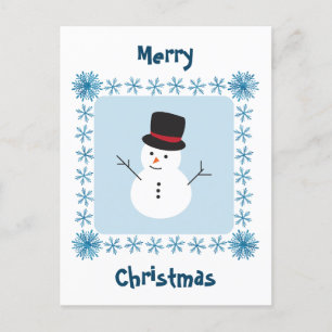 Snowman Joyeux Noël voeux hiver carte postale