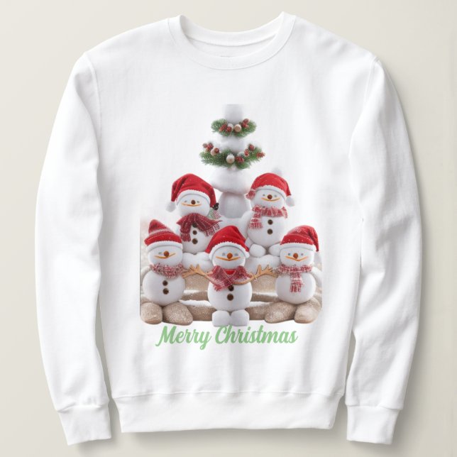 Snowman Joyeux pull de Noël, Sweat - shirt à capuc (Design devant)