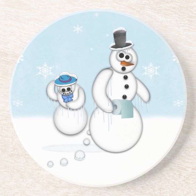 Snowman Kacke Sandstein Untersetzer (Vorne)