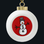 Snowman Keramik Kugel-Ornament<br><div class="desc">WeihnachtsIllustration mit niedlicher,  schmiedeeiserner Dekoration. Es ist möglich,  die Hintergrundfarbe zu ändern und das Design mit Ihrer Wahl zu ergänzen.</div>
