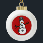 Snowman Keramik Kugel-Ornament<br><div class="desc">WeihnachtsIllustration mit niedlicher, schmiedeeiserner Dekoration. Es ist möglich, die Hintergrundfarbe zu ändern und das Design mit Ihrer Wahl zu ergänzen.</div>