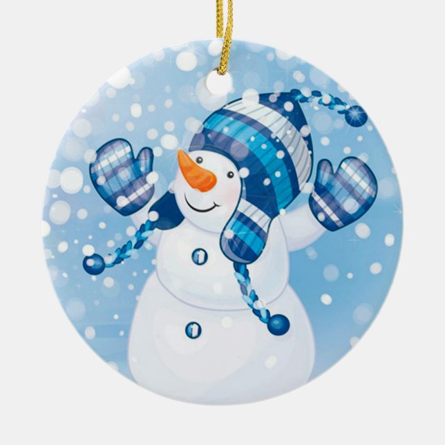 Snowman Keramik Ornament (Vorne)