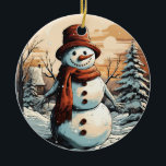 Snowman Keramik Ornament<br><div class="desc">Schneemann Weihnachtsschmuck Keramik Bringen Sie viel mehr Feiertagsjubeln zu Ihrem Baum mit einem maßgeschneiderten Keramik-Ornament. Füge deine liebsten Fotos,  Bilder und persönlichen Nachrichten hinzu. Du kannst beide Seiten des Ornaments selbst gestalten. Die goldene Schnur hilft dir dabei diesen Schmuck aufzuhängen und deine Erinnerungen perfekt zu präsentieren.</div>