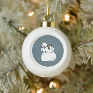 Snowman-Keramik Weihnachtsballverzierung Keramik Kugel-Ornament