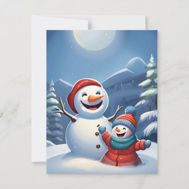 Snowman Kids Feiertagskarte (Vorderseite)