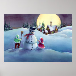 SNOWMAN & KIDS VON SHARON SHARPE POSTER