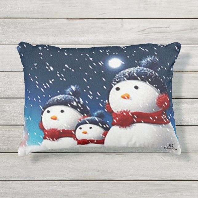 Snowman Kissen Für Draußen (Vorderseite)