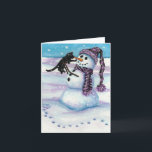Snowman Kitty Cat von BiHrLe Card Feiertagskarte<br><div class="desc">Erstellt mit einem meiner Originalgemälde aus der Serie Meet the Flurries.</div>