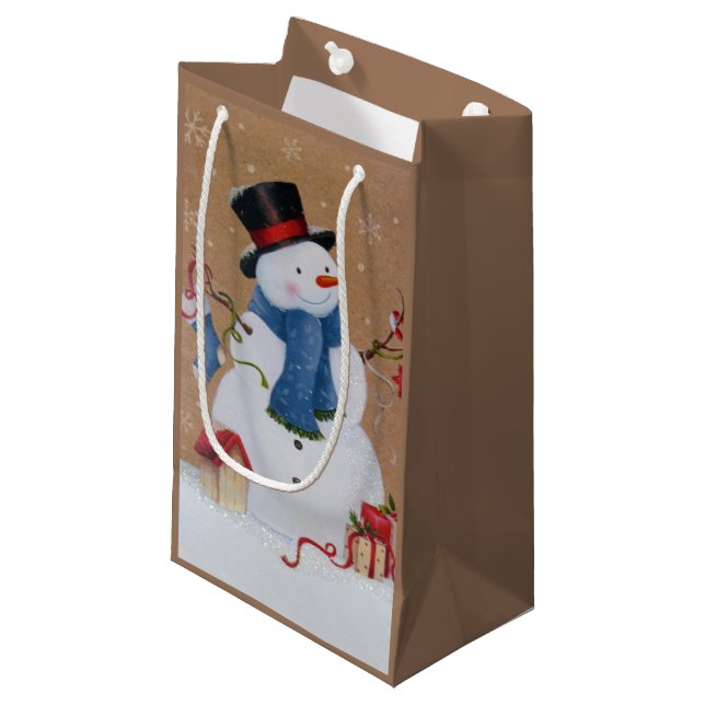 Snowman Kleine Geschenktüte (Vorderseite Schrägansicht)