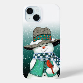Snowman lächeln, Kardinal im Schneesturm Case-Mate iPhone Hülle