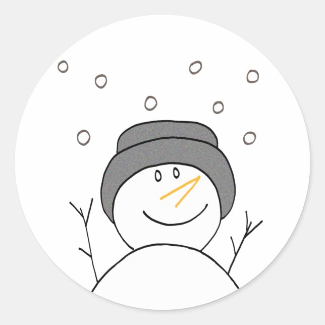 Snowman Lächeln Runder Aufkleber (Vorderseite)