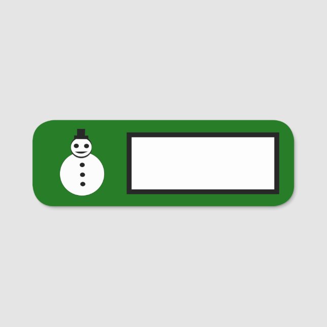 Snowman lächelt Weihnachten Namensschild (Vorderseite)
