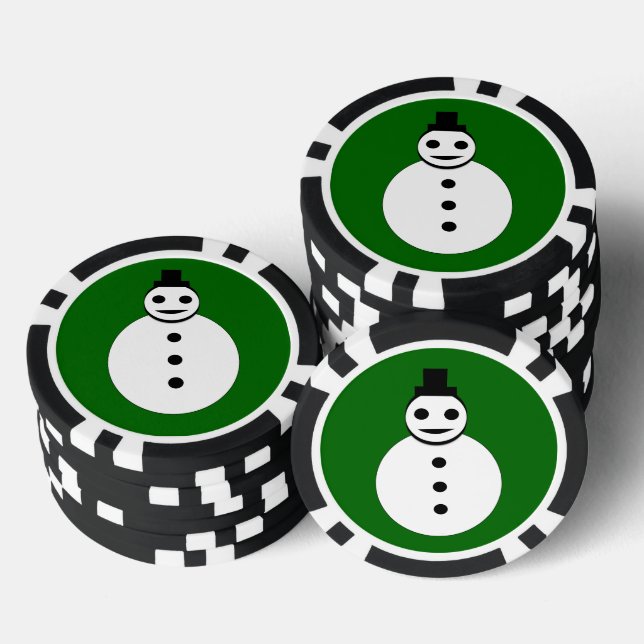 Snowman lächelt Weihnachten Pokerchips (Stapel)