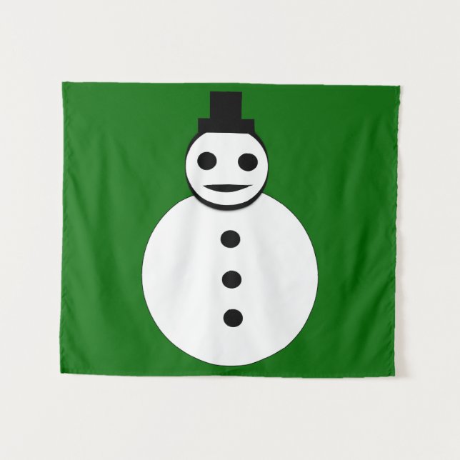 Snowman lächelt Weihnachten Wandteppich (Vorderseite (Horizontal))