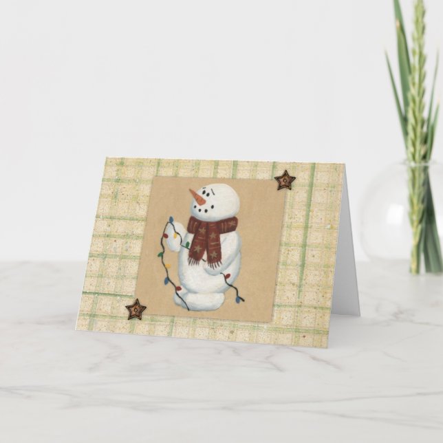 Snowman Large Print Christmas Card Feiertagskarte (Vorderseite)