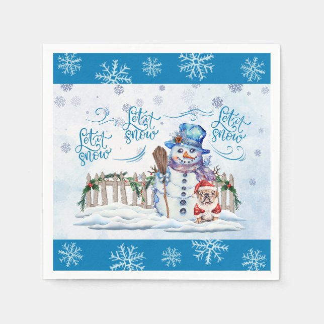 Snowman | Lassen Sie es Papier Napkin Serviette (Vorderseite)