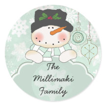 Snowman lässt es Personalisierten Round Sticker sc