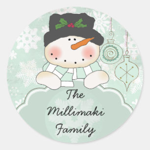 Snowman lässt es Personalisierten Round Sticker sc