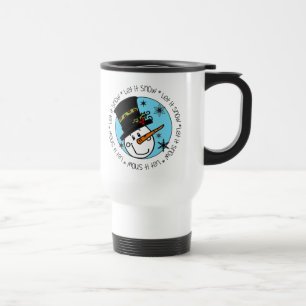 Snowman lässt es schneien reisebecher
