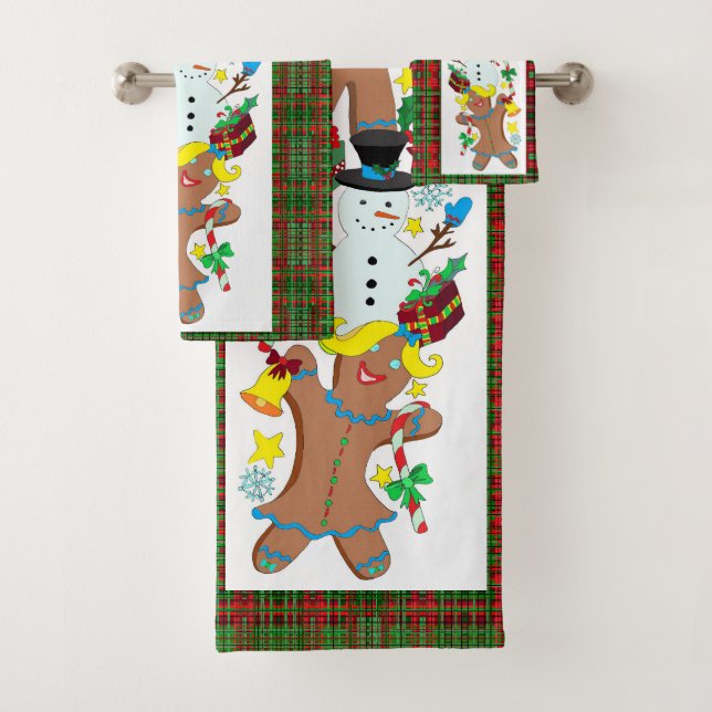 Snowman-Lebkuchen Badhandtuch Set (Insitu)