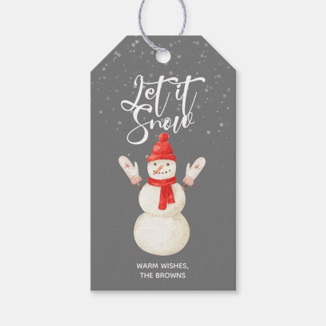 Snowman Let it Snow-Geschenk-Tag Geschenkanhänger (Vorderseite)