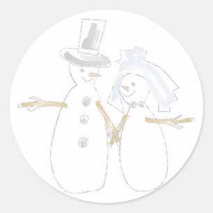 Snowman Liebe Couple Holiday Design Siegel Runder Aufkleber