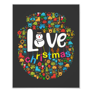 Snowman Liebe Weihnachtsdekorationen Fotodruck