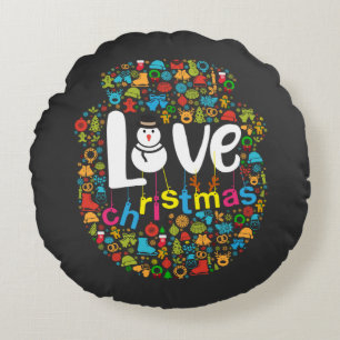 Snowman Liebe Weihnachtsdekorationen Rundes Kissen