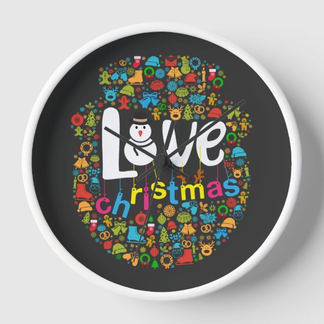Snowman Liebe Weihnachtsdekorationen Uhr (Vorderseite)