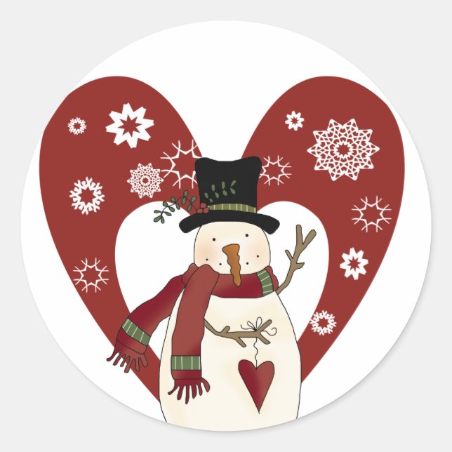 Snowman Lieben Schnee T - Shirt und Geschenke Runder Aufkleber (Vorderseite)