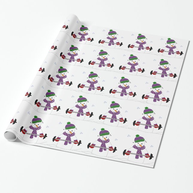 Snowman Lifting Weights Geschenkpapier (Ungerollt)