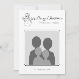 Snowman Line Art mit benutzerdefiniertem Foto und  Feiertagskarte