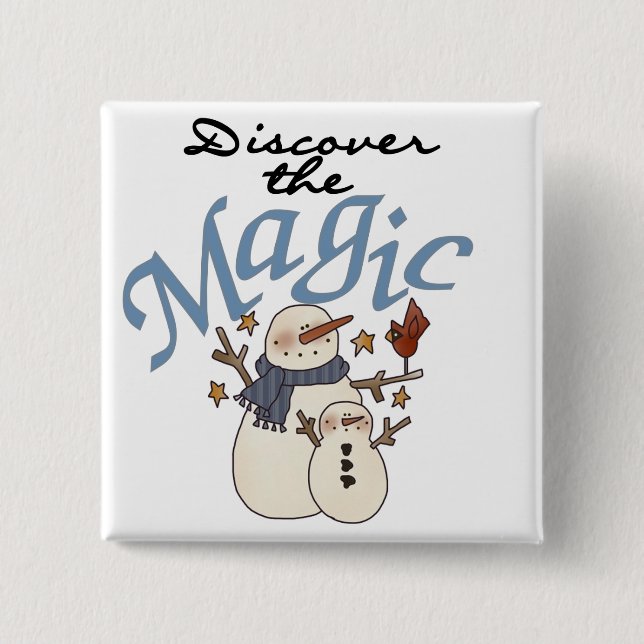 Snowman Magic Weihnachtsfeiertag Button (Vorderseite)
