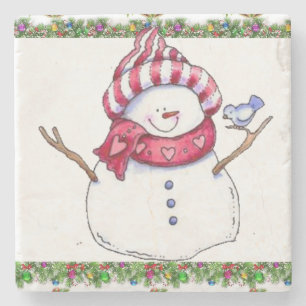 Snowman Marble Stone Untersetzer Weihnachten