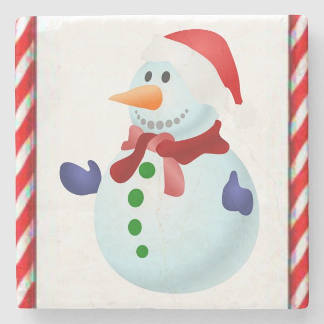 Snowman Marble Stone Untersetzer Weihnachten (Vorderseite)