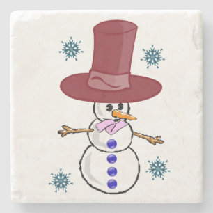 Snowman Marble Stone Untersetzer Weihnachten