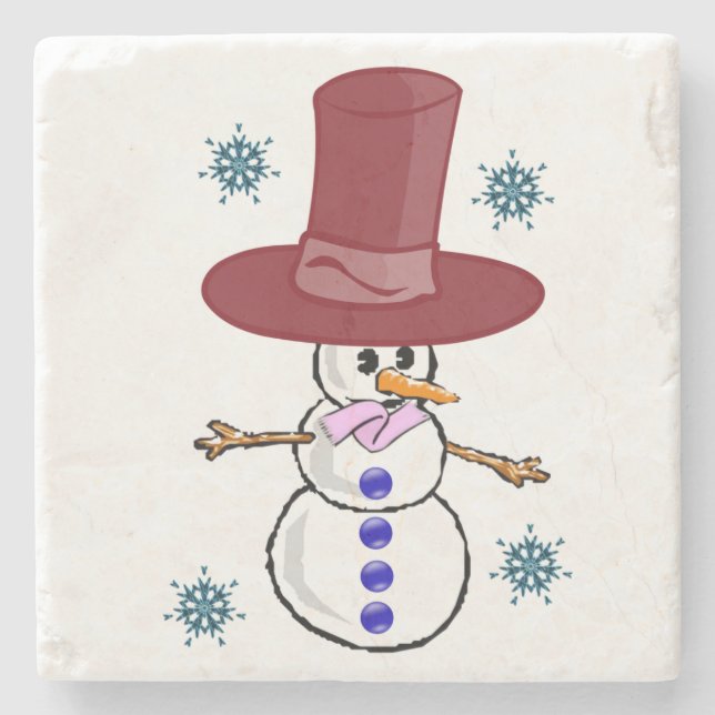 Snowman Marble Stone Untersetzer Weihnachten (Vorderseite)